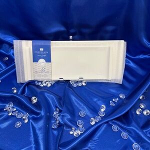 Porcelana Serve & Style Set Of 2 White Porcelain Rectangle Platters